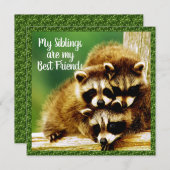 ラクーンベビー-兄弟姉妹最高のフレンズカード サンキューカード (正面/裏面)