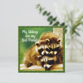 ラクーンベビー-兄弟姉妹最高のフレンズカード サンキューカード (スタンド正面)