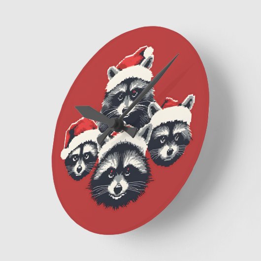 ラクーンメリークリスマスヤ汚い動物 ラウンド壁時計 (傾斜)