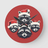 ラクーンメリークリスマスヤ汚い動物 ラウンド壁時計 (正面)