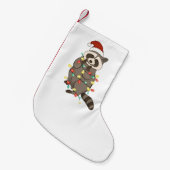 ラクーンメリークリスマスライトサンタハットクリスマス雪 スモールクリスマスストッキング (正面 (吊り時))