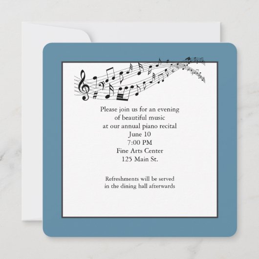 ラクーン与えは森の中でピアノのリサイタル 招待状 (裏面)