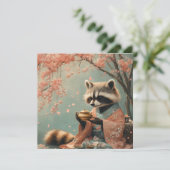 ラクーン仏：さくらんぼツリーの下の平和的なお茶 シーズンカード (スタンド正面)