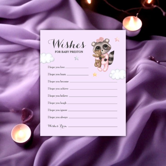 ラクーン動物の女の子の赤ちゃんシャワーの願いベビー (Raccoon Animal Girl Baby Shower Wishes For Baby)