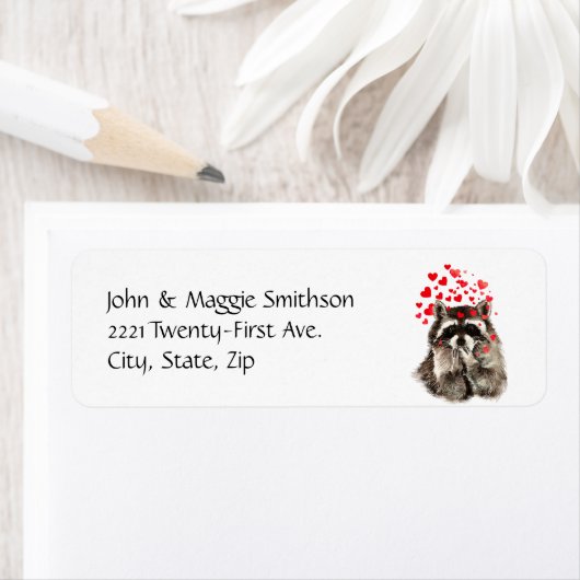 ラクーン動物の抱擁とラクーンからのキスおもしろい ラベル (インサイチュ)