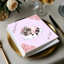 ラクーン動物ガールベビーシャワーラベンダー