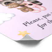 ラクーン動物ベビーシャワーラベンダーおむつラッフル ポスター (角)