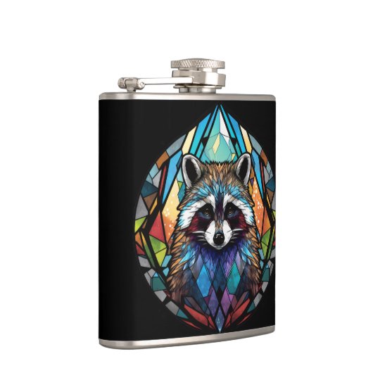 ラクーン動物ポートレートステンドグラス野生生物アート フラスク (右)