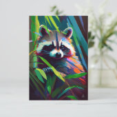 ラクーン動物ポートレート絵を描の野生生物アウトドア サンキューカード (スタンド正面)