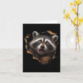 ラクーン怖い破れたクロスおもしろい3Dグラフィック カード (黄色い花)