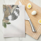 ラクーン恋人ベビーラクーン子供部屋アート キッチンタオル (四つ折り)