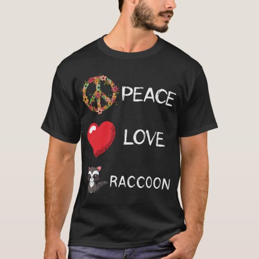 ラクーン愛Peace Animal生ゴミ哺乳動物ゴミRac Tシャツ (正面)