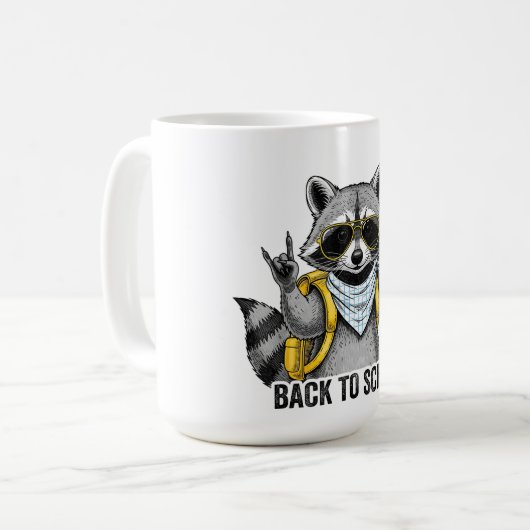 ラクーン新学期おもしろいギフト子供へ コーヒーマグカップ (正面左)