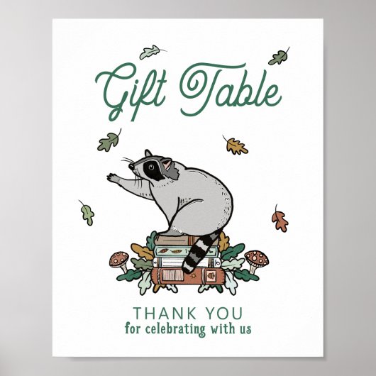 ラクーン本をテーマにしたパーティーギフトテーブルの看板 ポスター (正面)