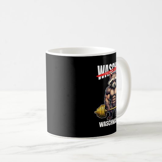 ラクーン洗濯機ボディビルフィットネスジム コーヒーマグカップ (正面右)