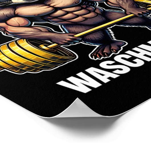 ラクーン洗濯機ボディビルフィットネスジム ポスター (角)