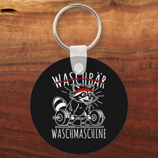 ラクーン洗濯機ラクーンフィットネスボディビルディ キーホルダー (正面)