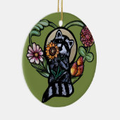 ラクーン自然愛好家ひまわりアート セラミックオーナメント (右)