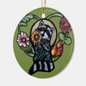 ラクーン自然愛好家ひまわりアート セラミックオーナメント (左)