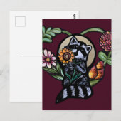 ラクーン自然愛好家ひまわりアート ポストカード (正面/裏面)