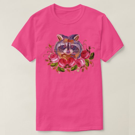ラクーン自然花 Tシャツ (デザイン正面)