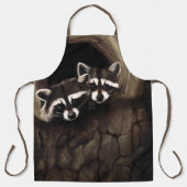 ラクーン茶色かわいい木 エプロン (正面)