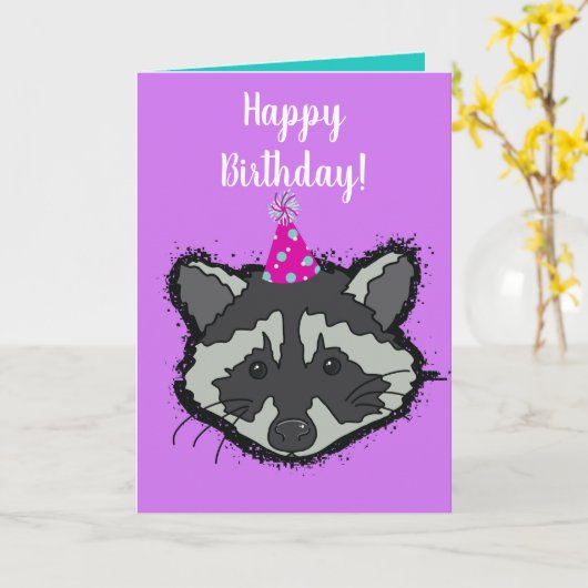 ラクーン誕生日カード カード (黄色い花)