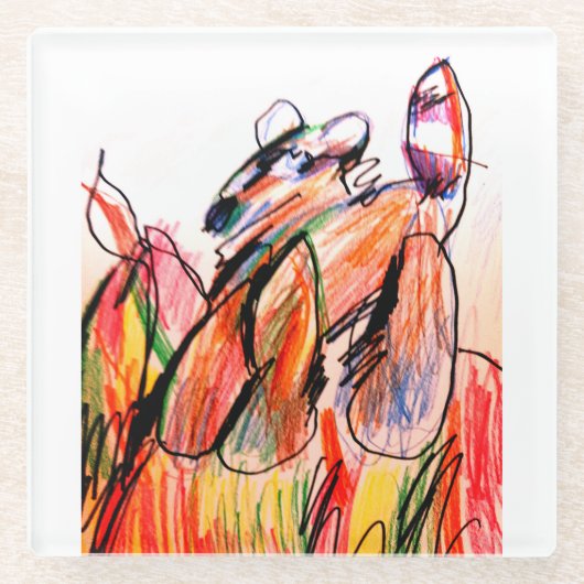 ラクーン遊秋 ガラスコースター (正面)