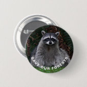 ラクーン野生生物写真森林保護 缶バッジ (正面&裏面)