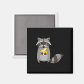 ラクーン食べ物のバナナのフルーツかわいい マグネット (正面/裏面)