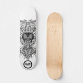 ラクーン黒白の超現実対称線アート スケートボード (正面)