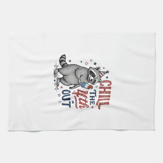 ラクーン アメリカ 国旗 Tシャツ デザイン ( キッチンタオル (横)