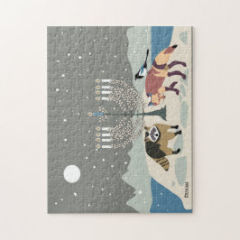 ラクーン。キツネ.マグパイハヌカー11x14パズル ジグソーパズル