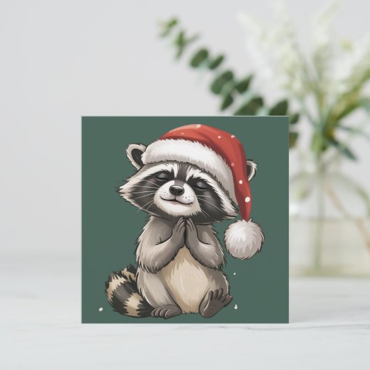 ラクーン クリスマス 動物 サンタ ハット クリスマス (スタンド正面)
