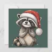 ラクーン クリスマス 動物 サンタ ハット クリスマス (正面)