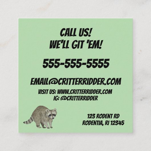 ラクーン スクエア名刺 (裏面)