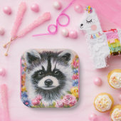 ラクーン&フラワーズ紙プレート ペーパープレート (パーティー)