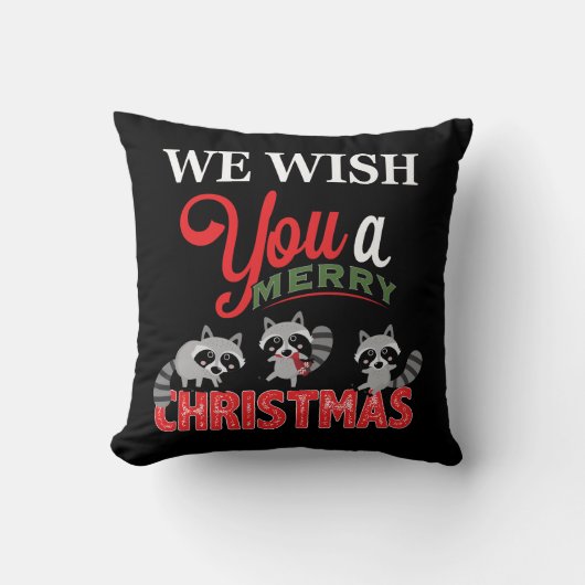 ラクーン・メリー・クリスマス クッション (正面)