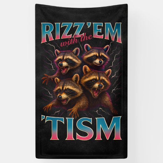 ラクーンTismの自閉症パロディTシャツ 横断幕 (縦)