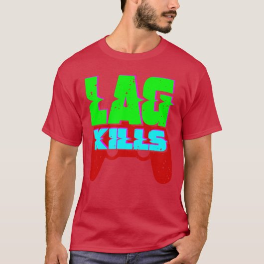 ラグでイライラするゲーマーの面白デザインGIF Tシャツ (正面)