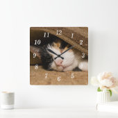 ラグの壁時計の下のカリコ スクエア壁時計 (ホーム)