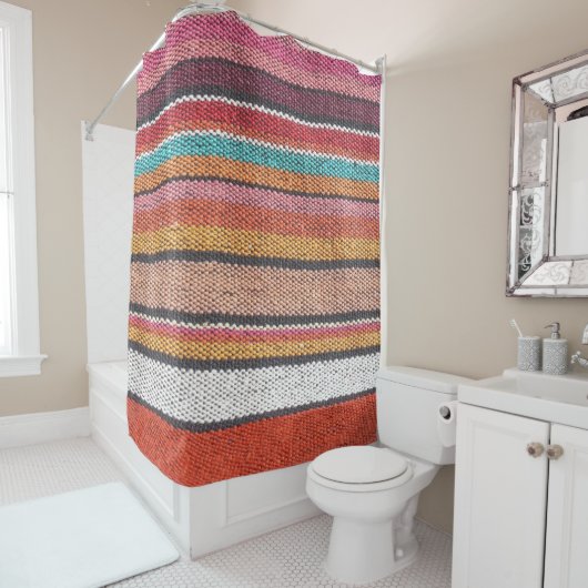 ラグの豊かさ：メキシコのペルー質感 シャワーカーテン (インサイチュ)