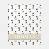 ラグアフリン タキシード 国内中毛種の猫 フリースブランケット (正面)