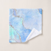 ラグジュアアクアブルースパークルマーブルカスタムアングル バスタオルセット (ウォッシュタオル)