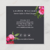 ラグジュアウはっきりしたォーターカラーバラオングレー スクエア名刺 (裏面)