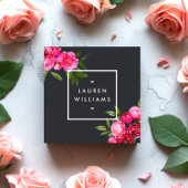 ラグジュアウはっきりしたォーターカラーバラオングレー スクエア名刺