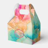 ラグジュアウォーターカラーピンクブルーと金ゴールド抽象芸術 フェイバーボックス (裏面サイド)