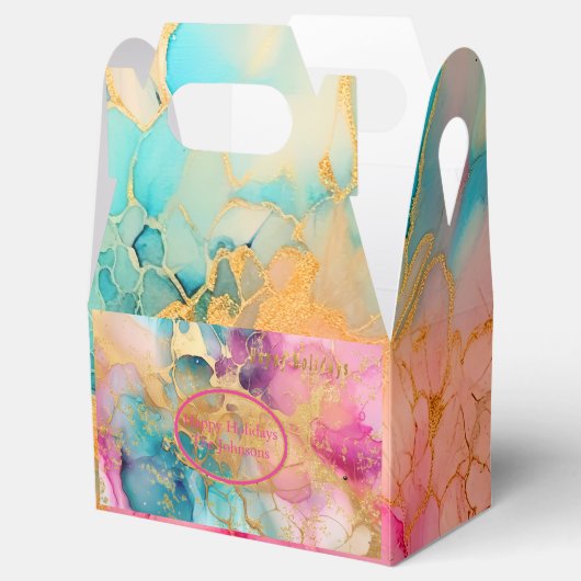 ラグジュアウォーターカラーピンクブルーと金ゴールド抽象芸術 フェイバーボックス (オープン)