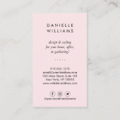 ラグジュアウォーターカラーピンク花模様とフェイク金ゴールド枠 名刺 (裏面)