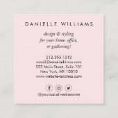 ラグジュアウォーターカラーピンク花模様 スクエア名刺 (裏面)